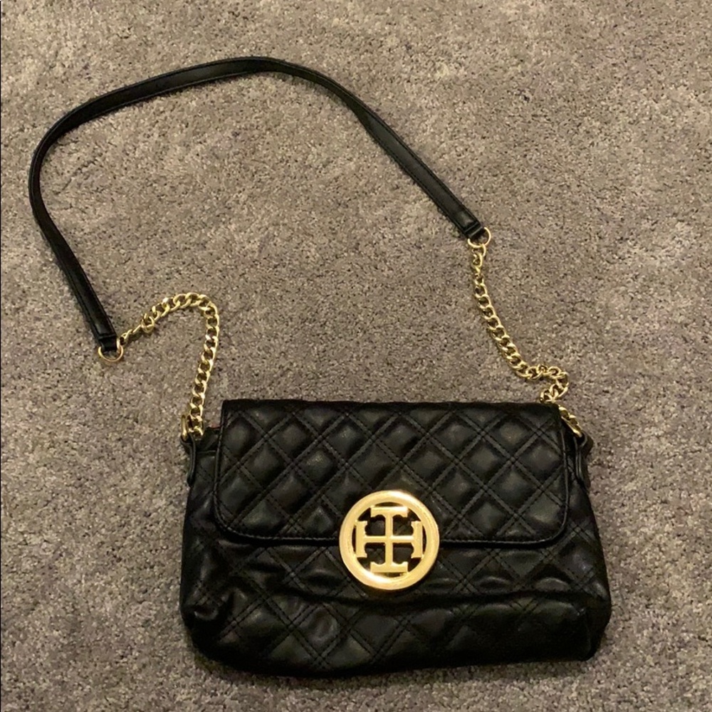 Black Quilted Leather Crossbody Bag
